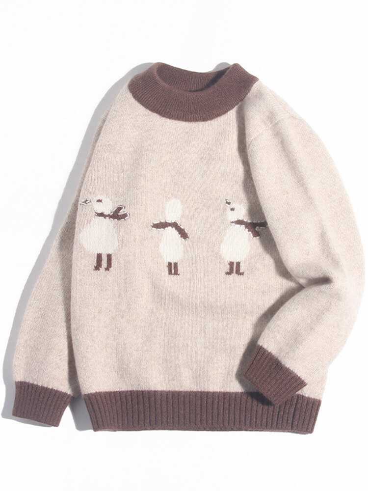 (image for) Kids Beige Brown Animal Pattern Cashmere Sweater